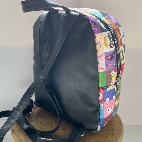 NINTENDO Animal Crossing Multicoloured Cartoon Print Zip Pockets Backpack Bag - Picture 3 of 16